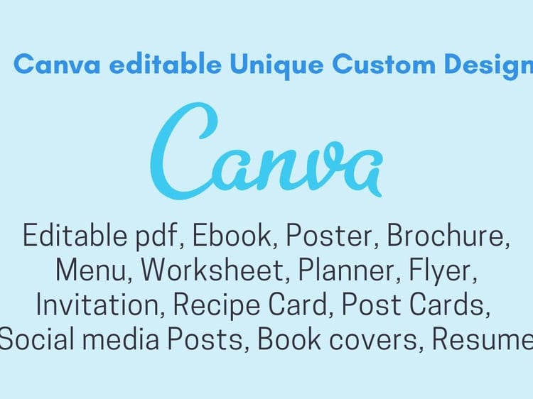 Canva editable pdf ebook menu poster brochure worksheet planner