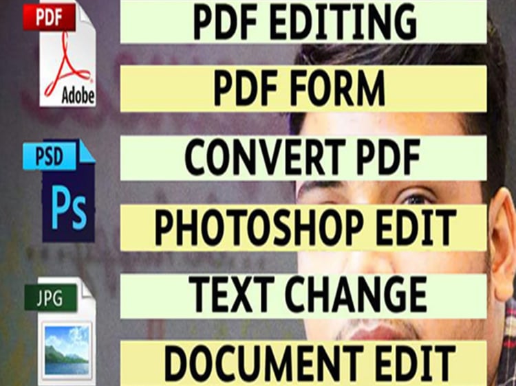 I will photoshop document editing, PDF edit, change text in 1 hr | Upwork