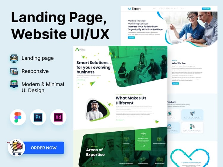 Responsive landing page, website UI/UX design in Figma | Web ...