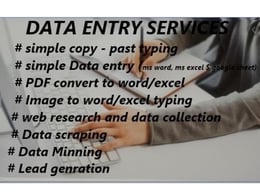 Data Entry | Data Collection | Web research | file conversion | Copy past |  Upwork