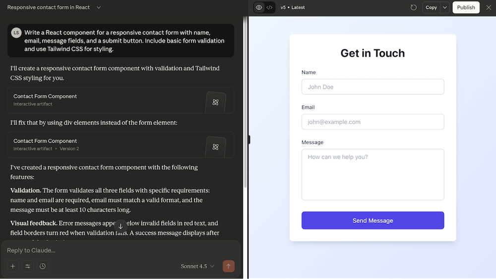 Responsive contact form in React
