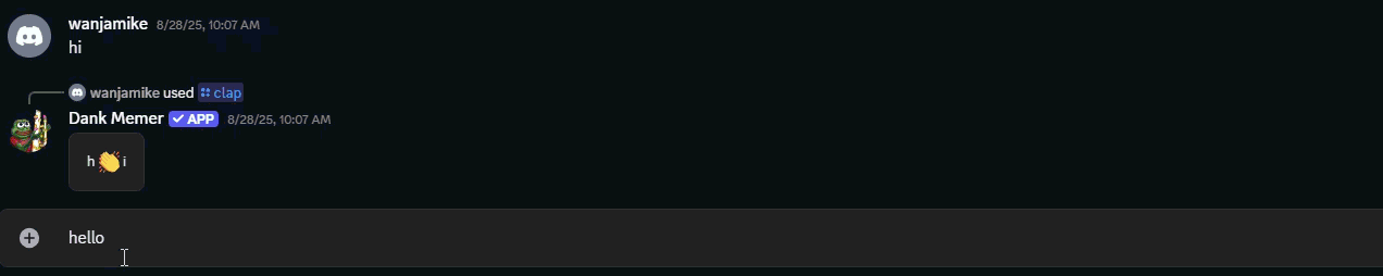 As shown below, the Artbot generates a new Discord message when the user types hi in a channel.