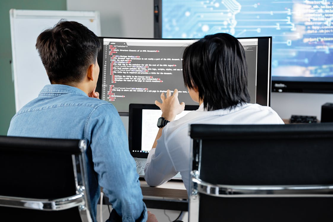 two people and the screen
