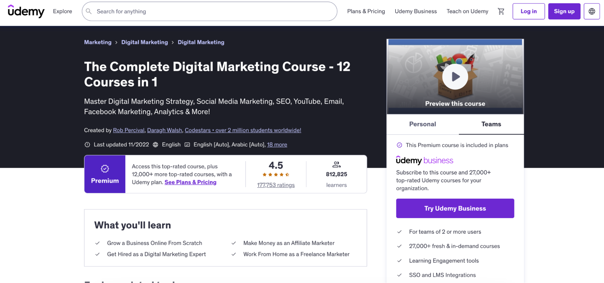 The Complete Digital Marketing Course from Udemy