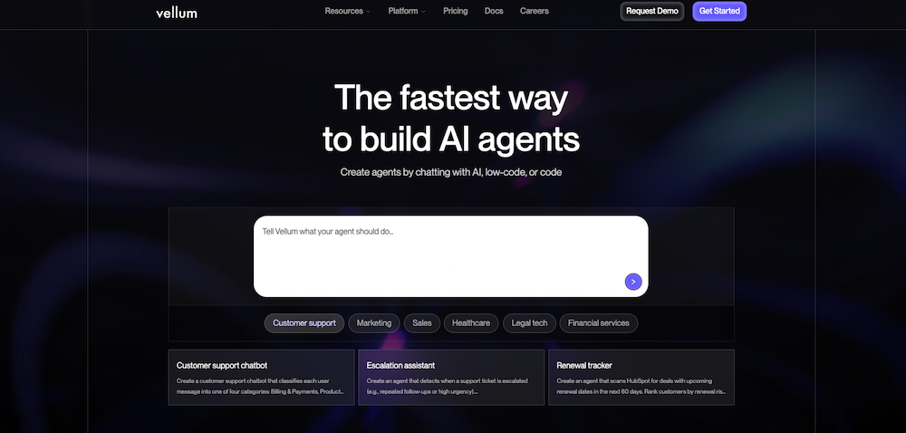Vellum: best for custom AI agent development