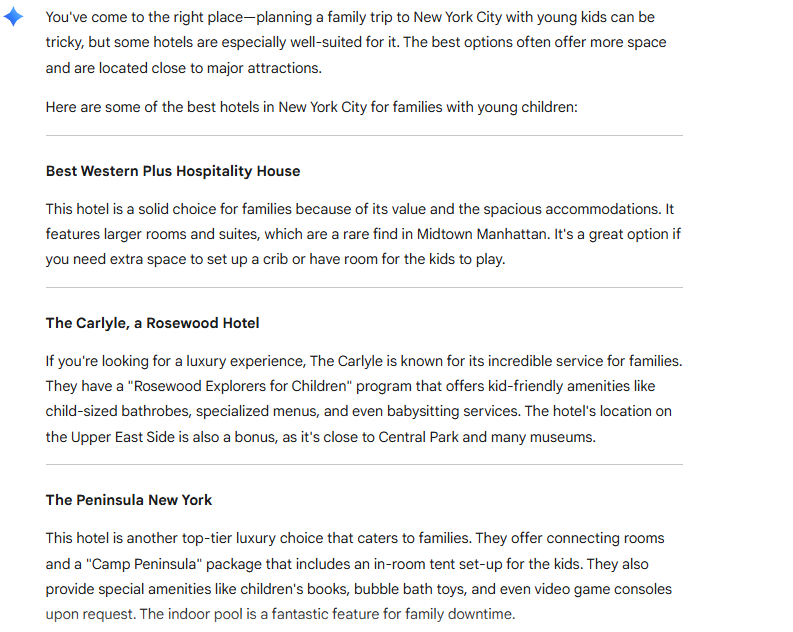 List the best hotels in New York City for families with two young children.