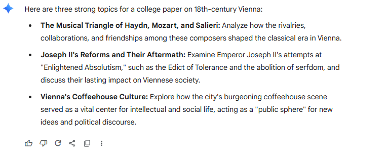 Suggest topics for a college paper on 18th-century Vienna.
