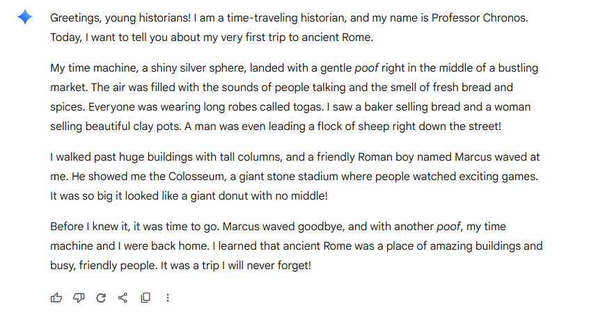 Short story about visiting ancient Rome for a second-grade class.