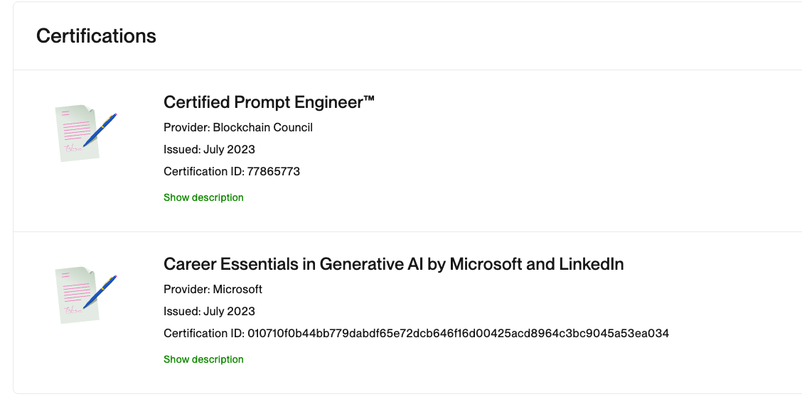 certifications