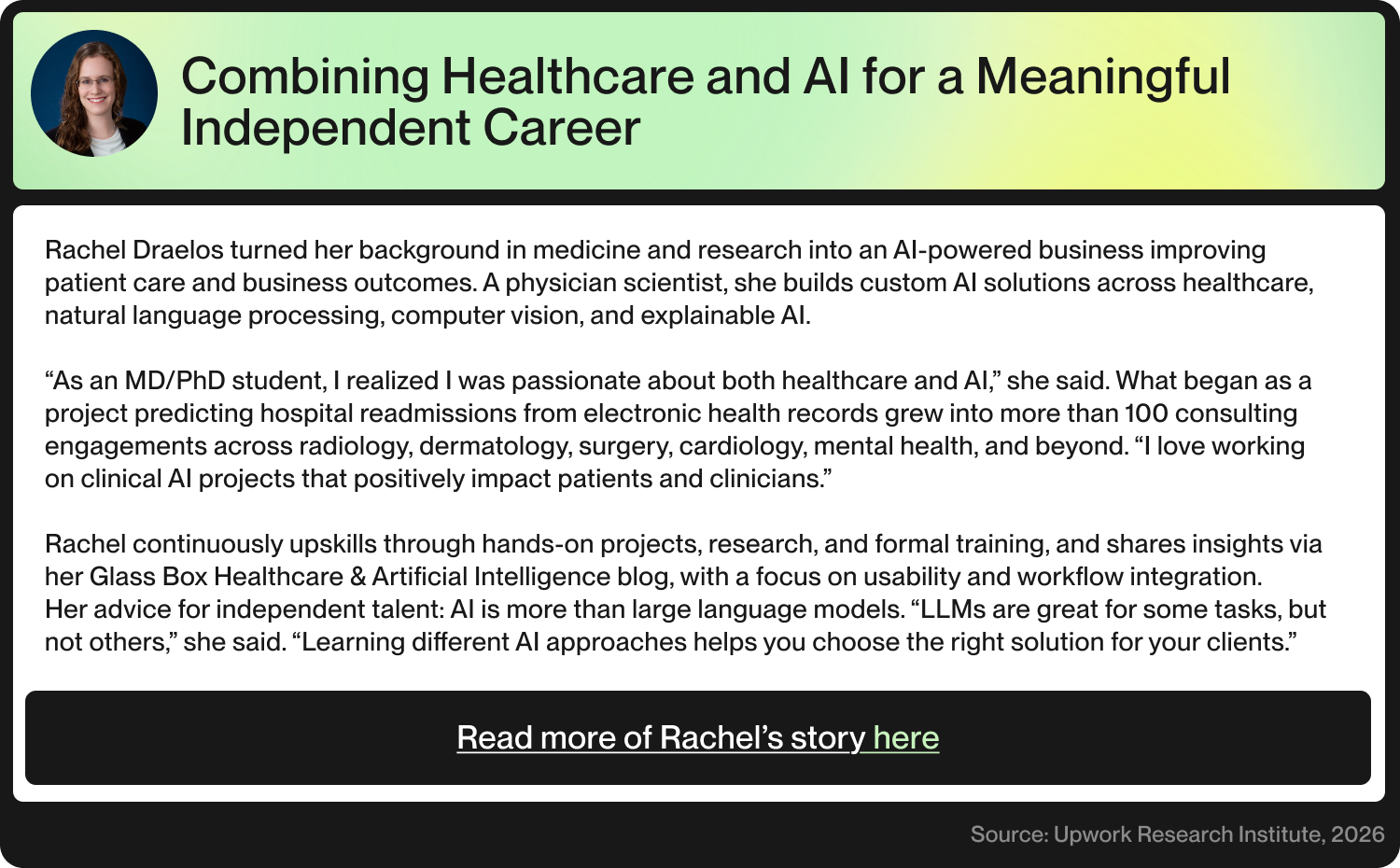 Combining Healthcare and AI for a Meaningful Independent Career