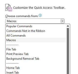 Customize the Quick Access Toolbar