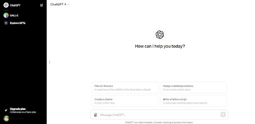 ChatGPT dashboard