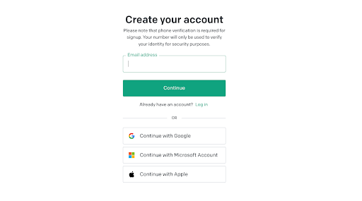 Create account