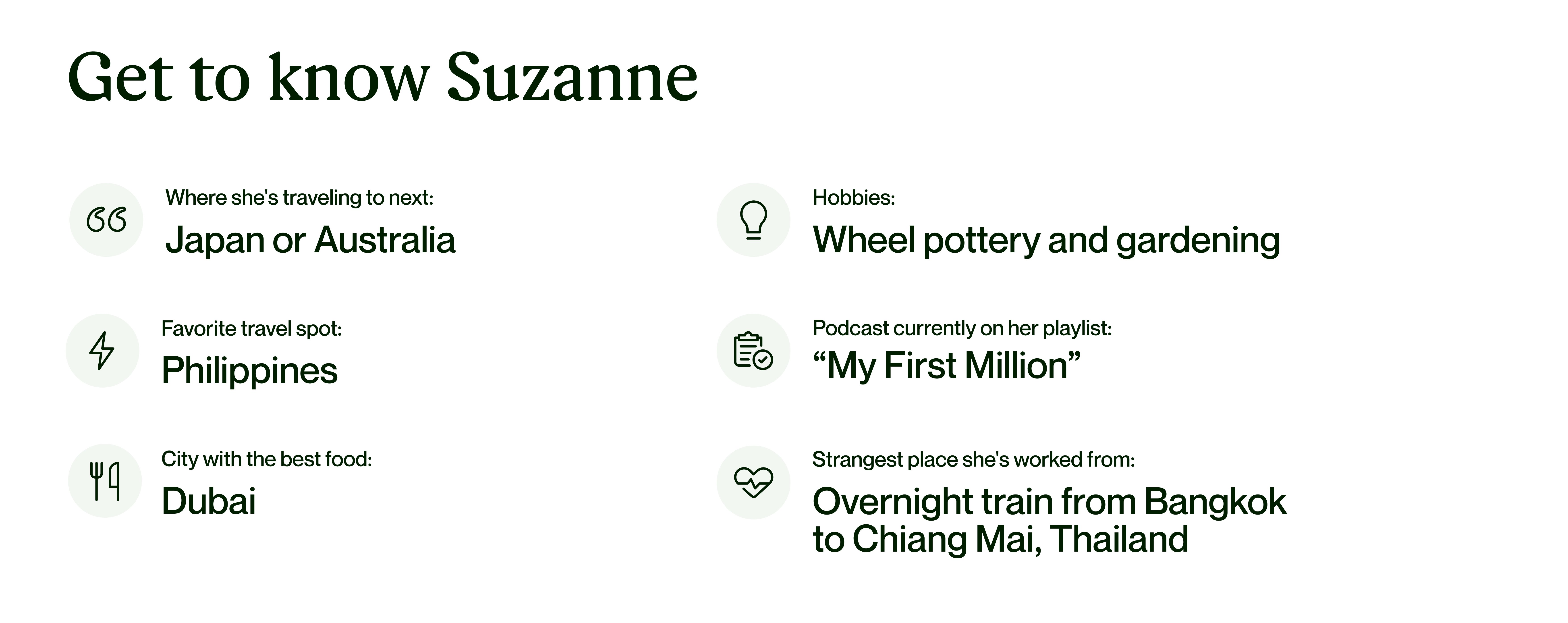 Get to know Suzanne