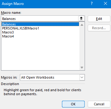 Assign Macro to a Graphical Object