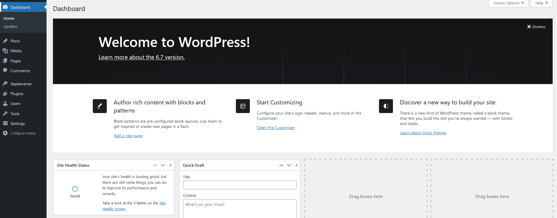 Open the WordPress dashboard