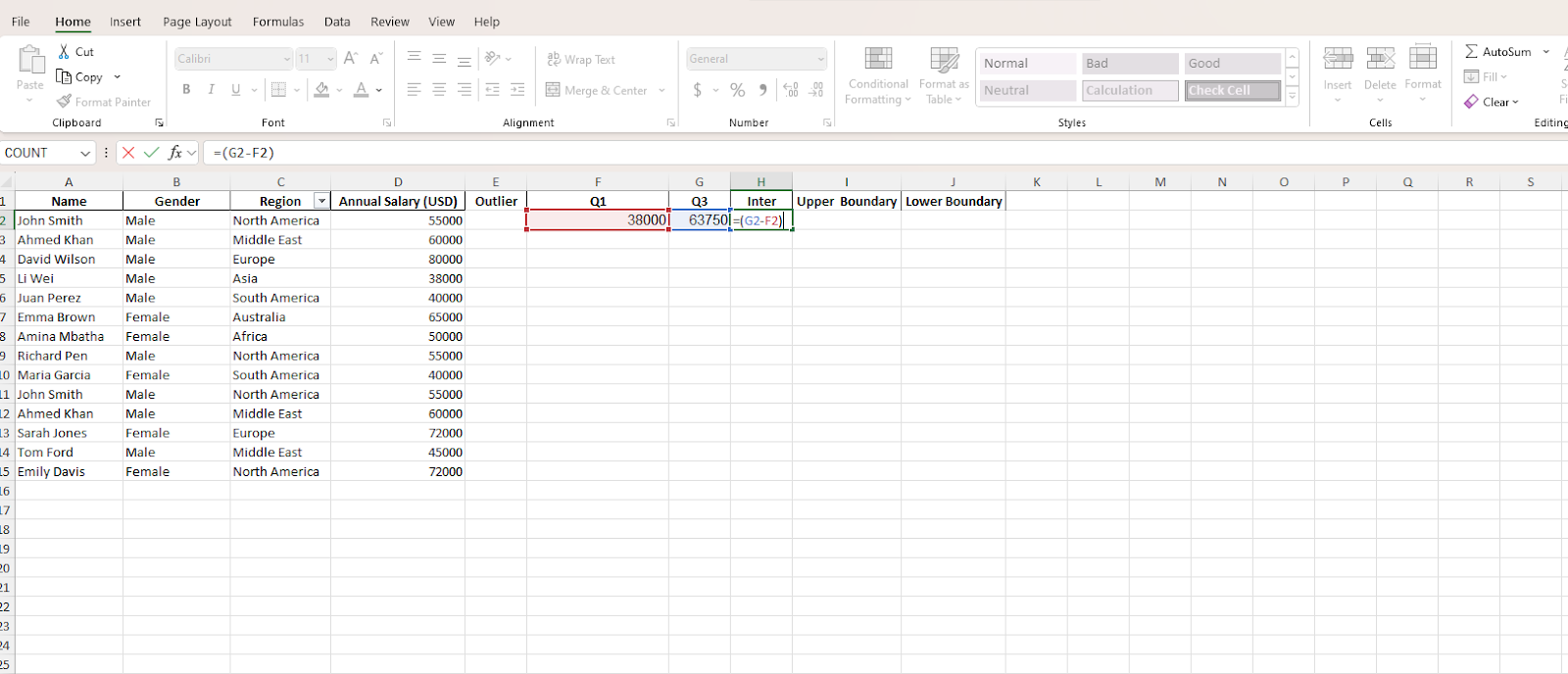 Calculate the third quartile