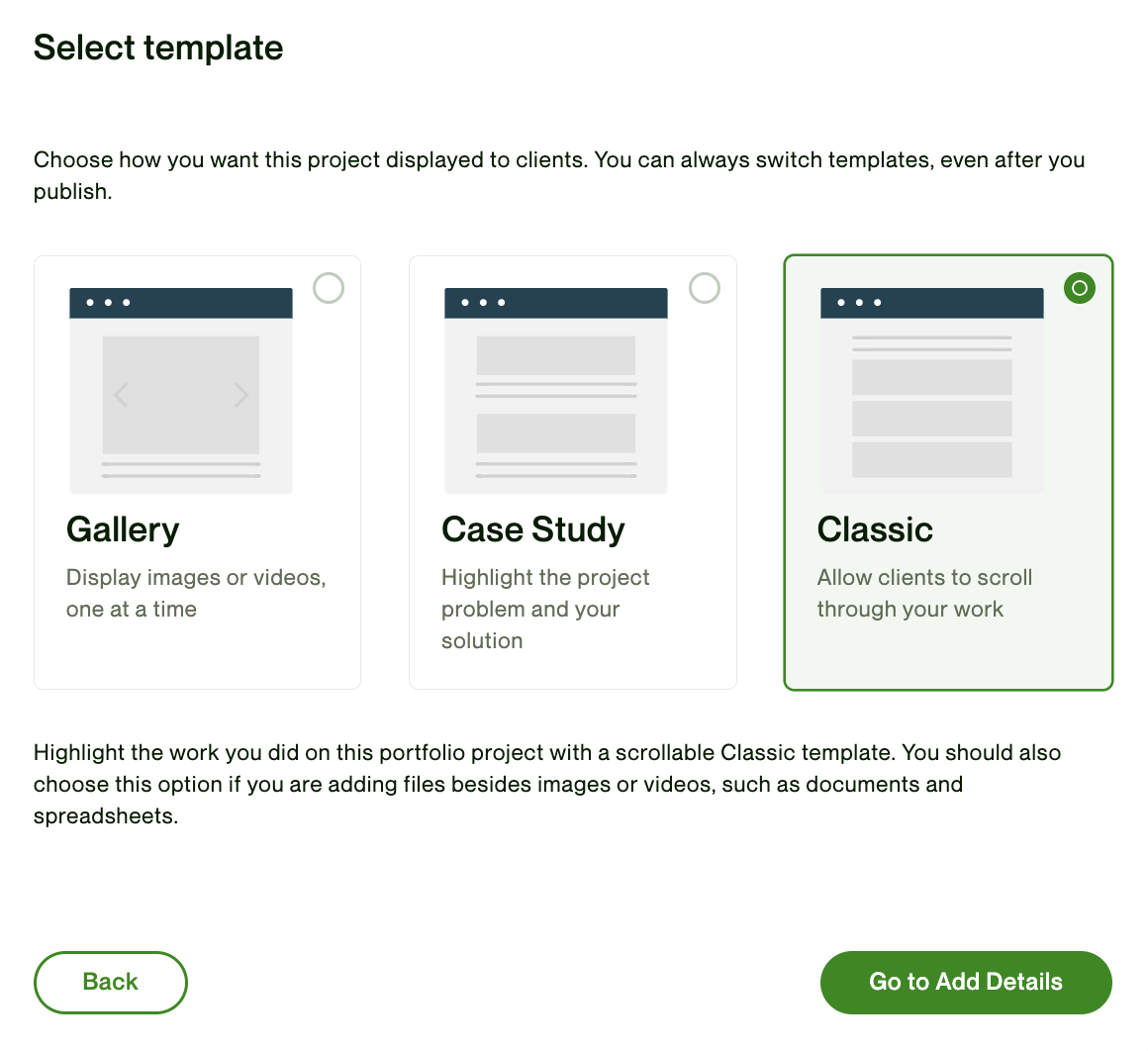 Select template