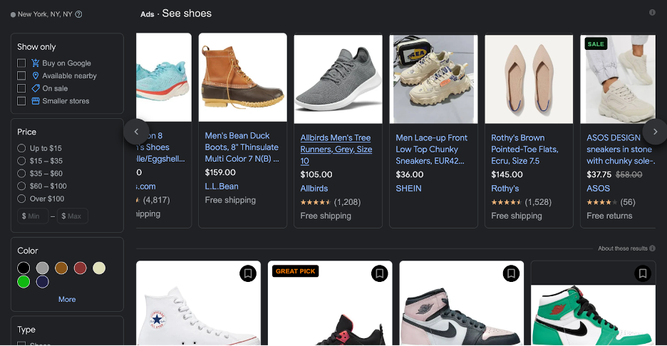 shopping listing