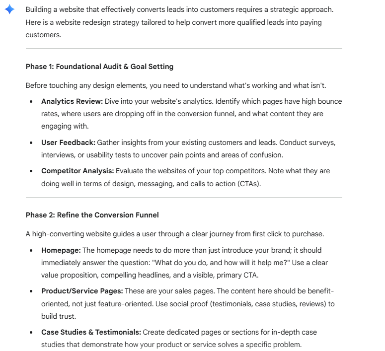 Create a website redesign strategy tailored to help convert more qualified leads into paying customers.