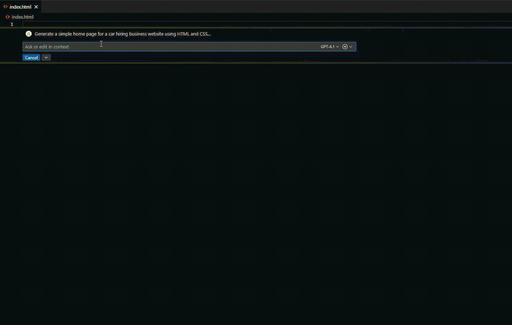 Using the prompt Generate a simple homepage using HTML and CSS directly in my IDE, I got the following results, which I could customize to fit my design and project goals.