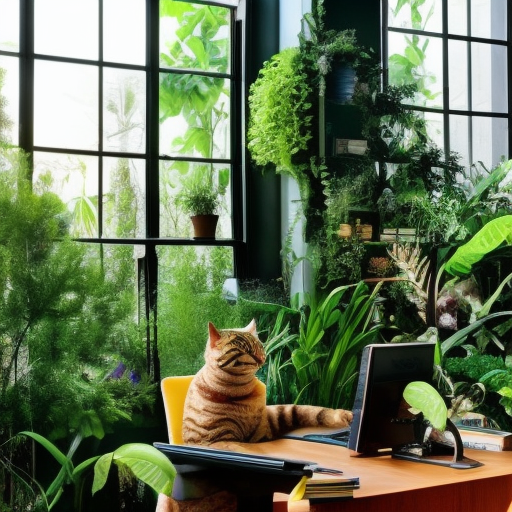 cat working from home