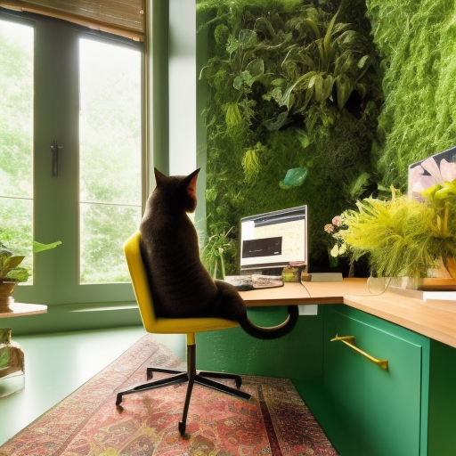 cat working from home
