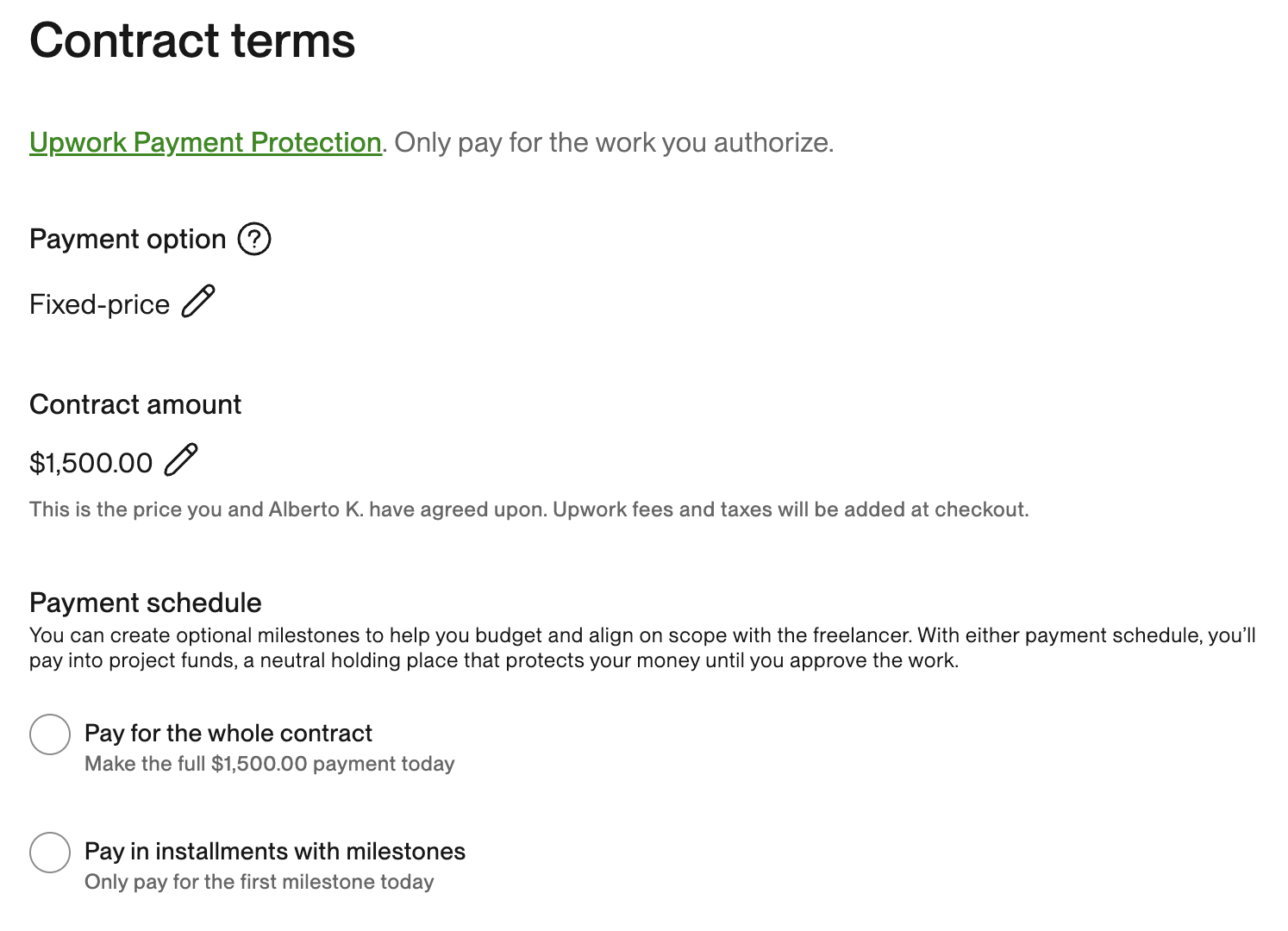 Upwork Fixed project