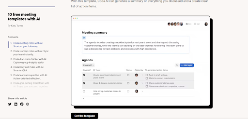 Coda landing page
