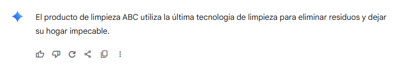 Translate the following product description to Spanish: ABC cleaning product uses the latest cleaning technology to remove residue and leave your home looking spotless.