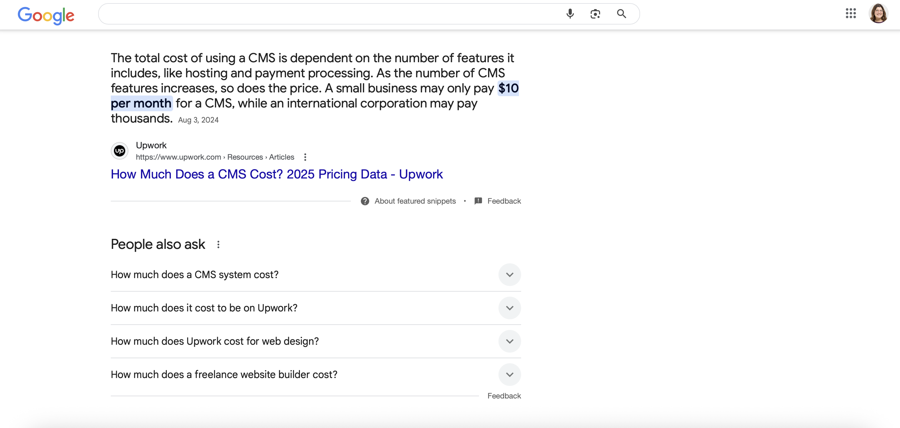 Google featured snippet