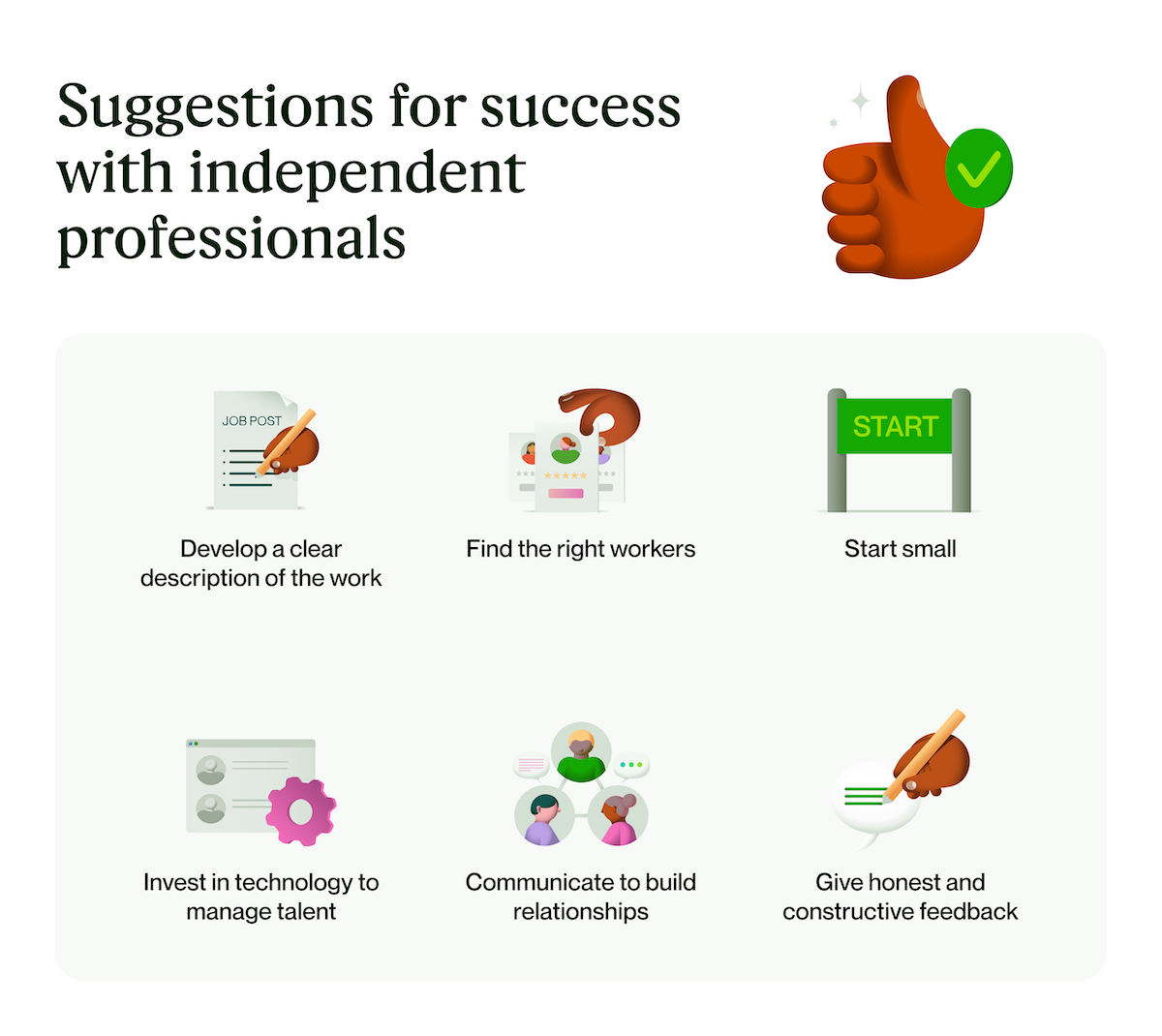 Suggestions for success with independent professionals