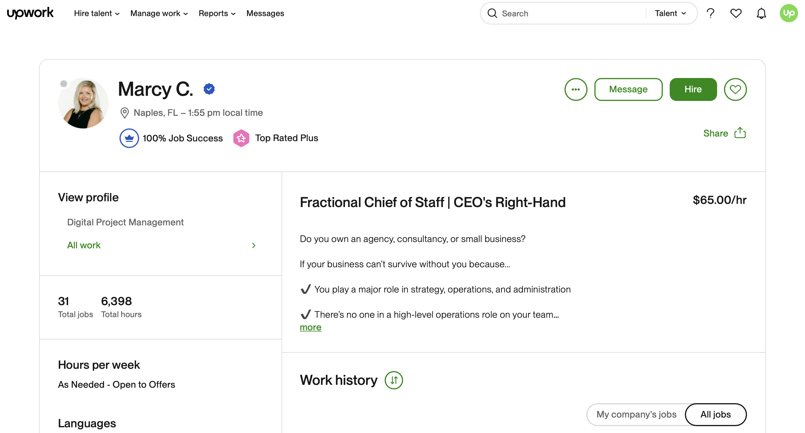 Marcy Upwork Profile