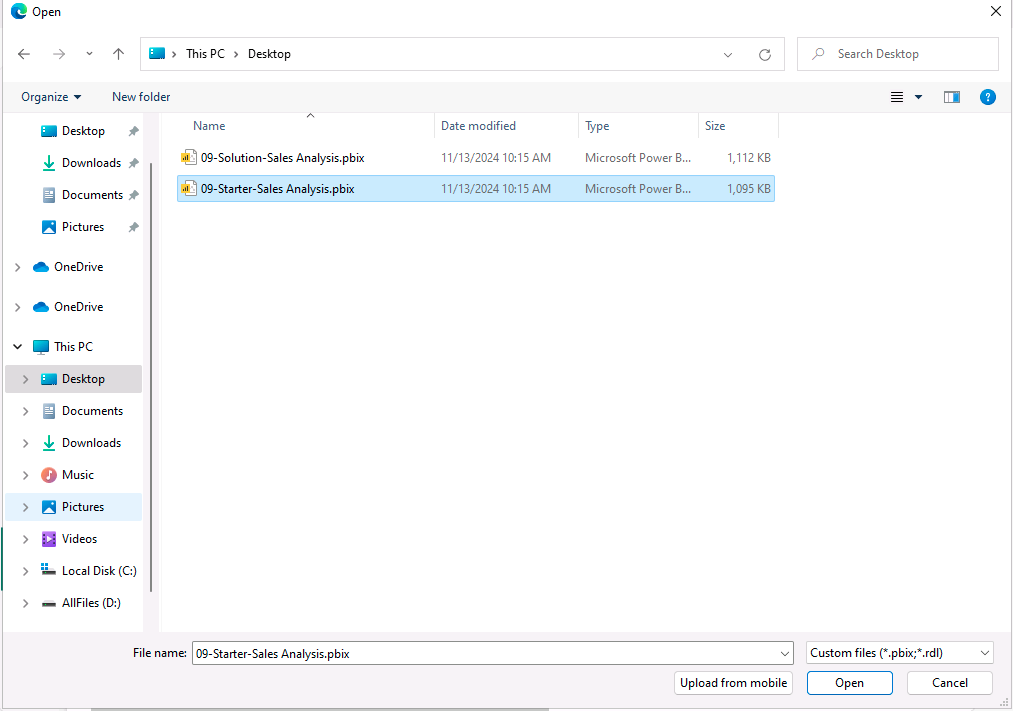 Select the Data File