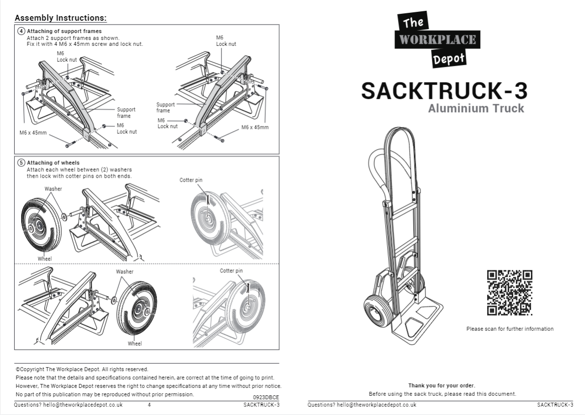 Instruction manual for sack truck