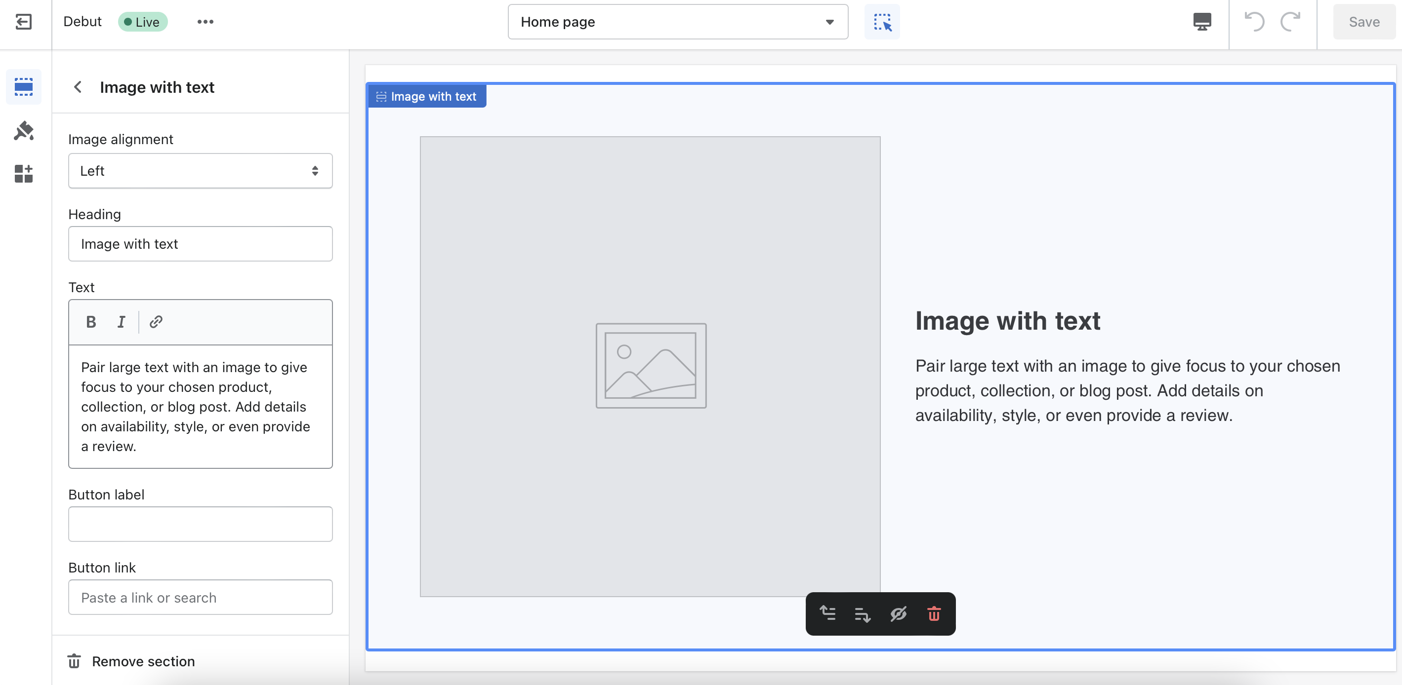 Shopify editor
