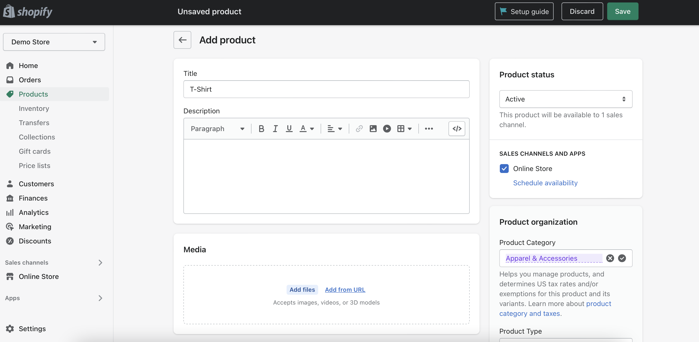 Shopify product details
