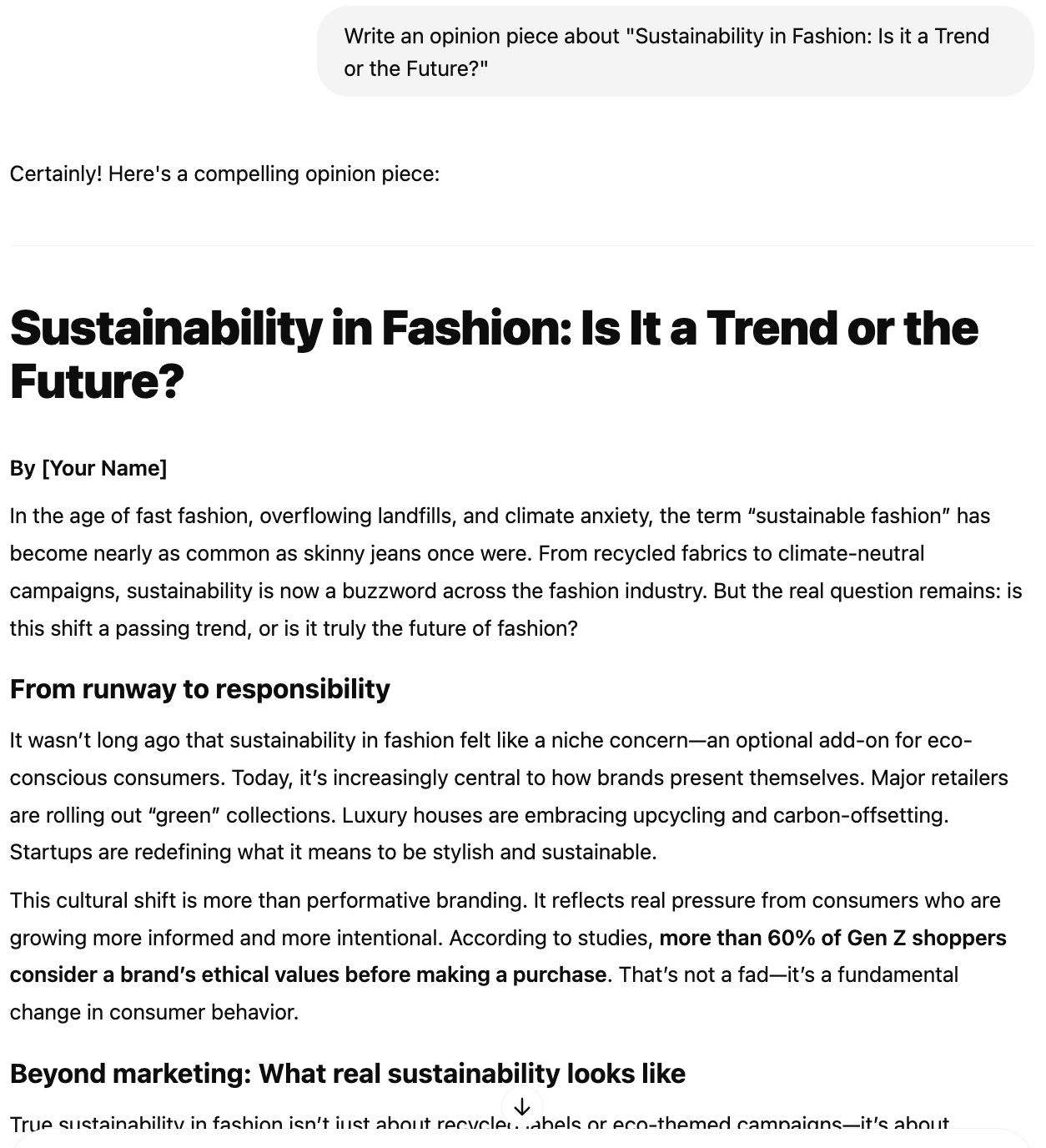 Opinion piece prompt