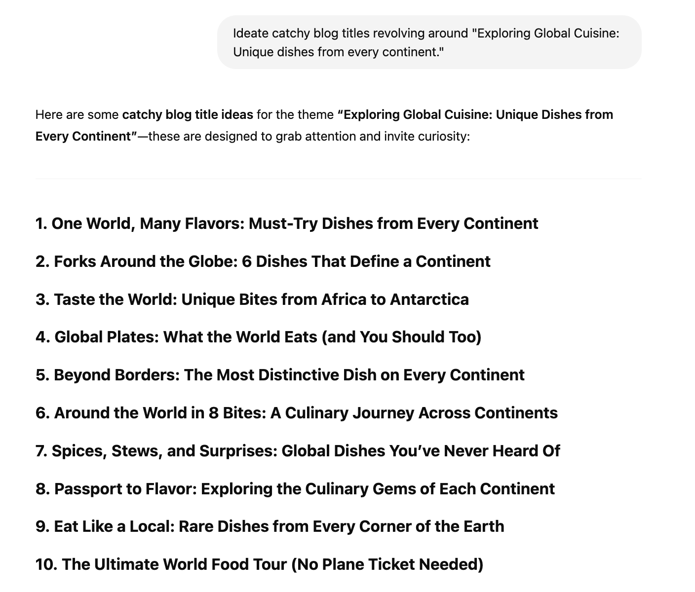 Blog titles prompt