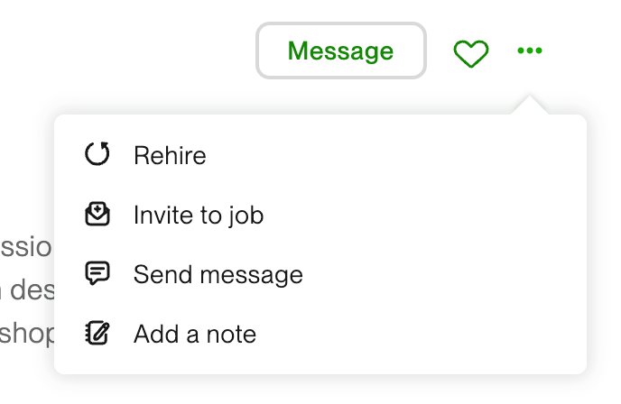 Upwork Rehire Menu